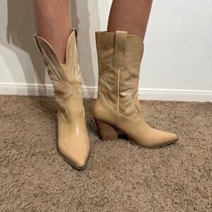 Oasis Society Almond Emersyn Starburst Embroidery Cowboy Boots Sz 10